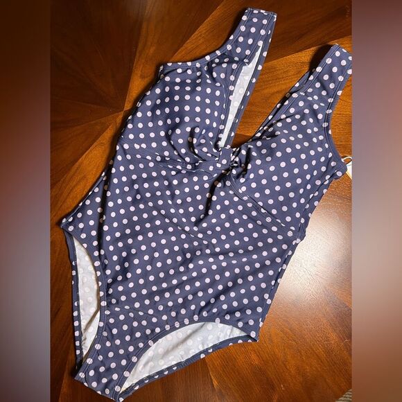 Kona Sol polkadot suit NWT built-in bra size medium - Picture 1 of 6